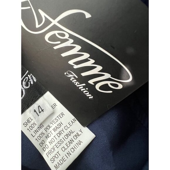 New La Femme Size 14 Lace V Neck A-line Dress Gown - 28053 Navy *rip, stain* - Picture 3 of 16